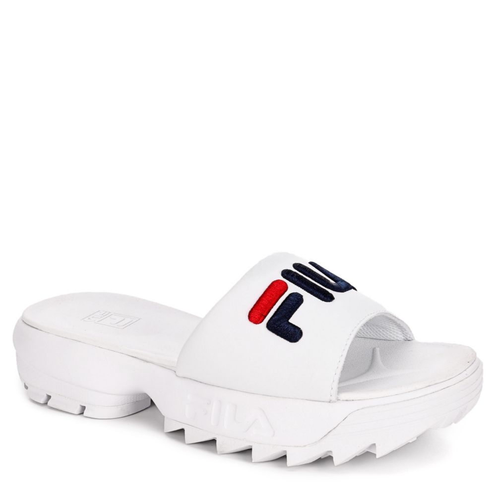 fila flip flops white