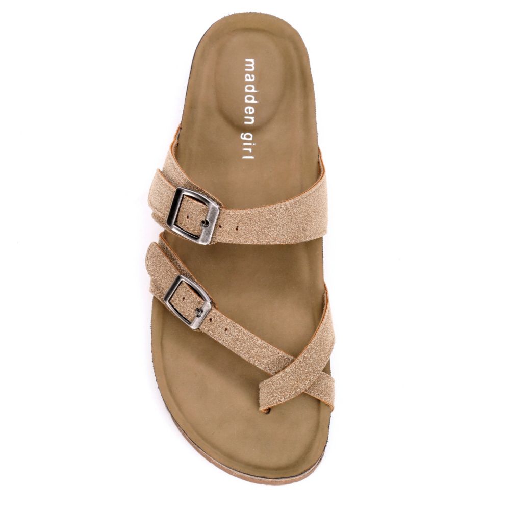 Taupe Madden Girl Womens Brycee Footbed Sandal | Sandals | Rack Room Shoes