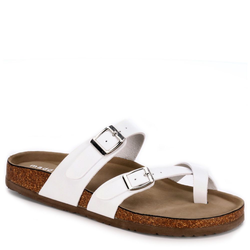 white and brown sandals