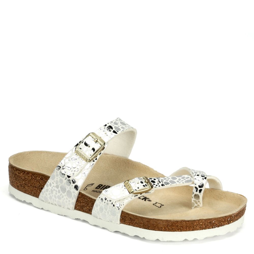 silver birkenstock sandals