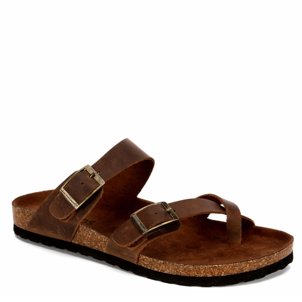 ladies mountain sole leather strap sandals