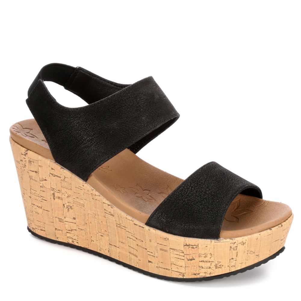 skechers black wedge sandal