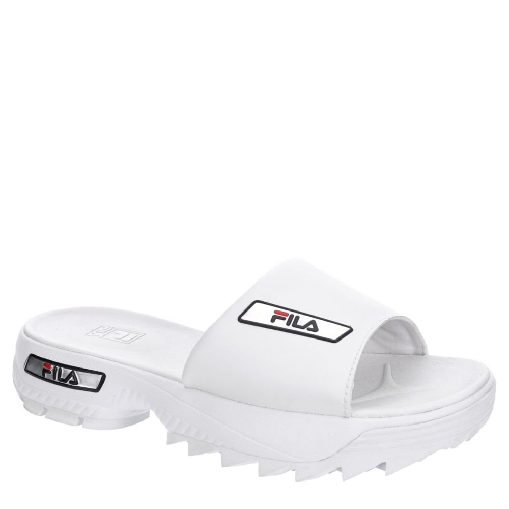 fila flip flops white