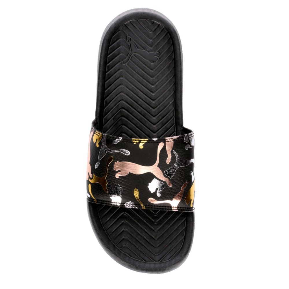 puma slippers black