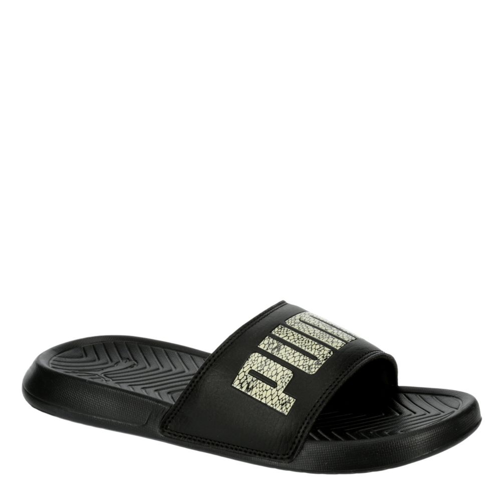 black puma sandals