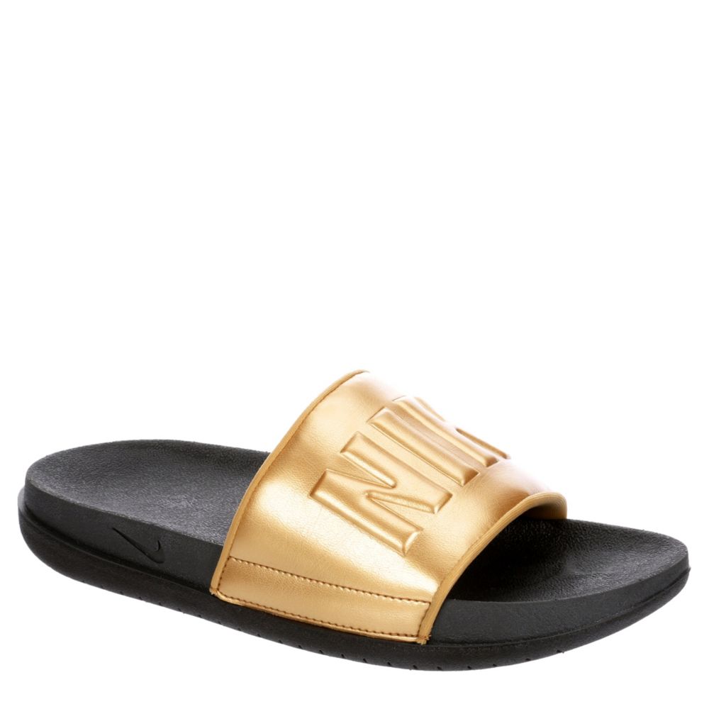 nike black gold slides