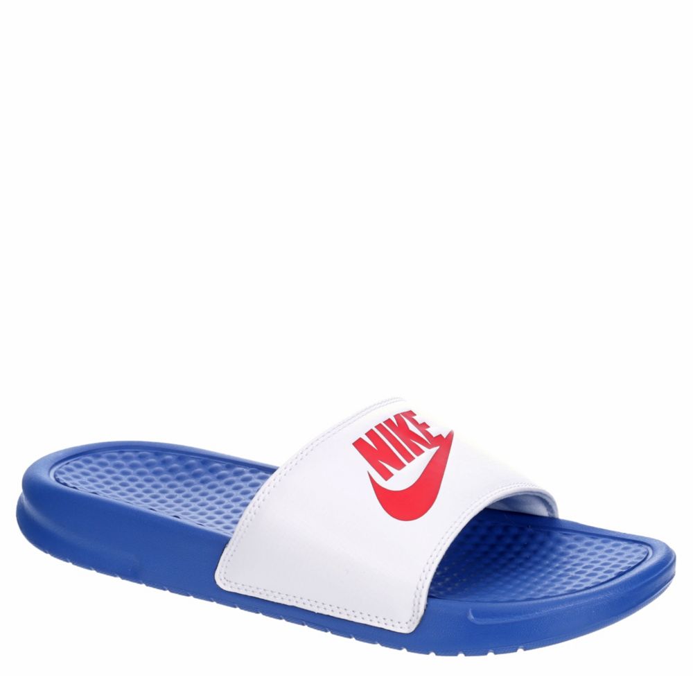 blue nike benassi slides