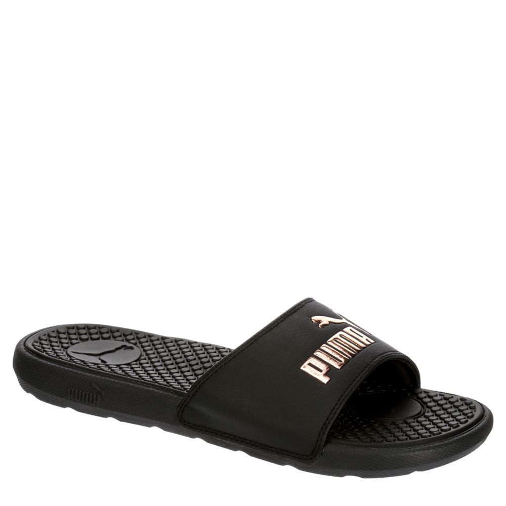 womens black puma flip flops