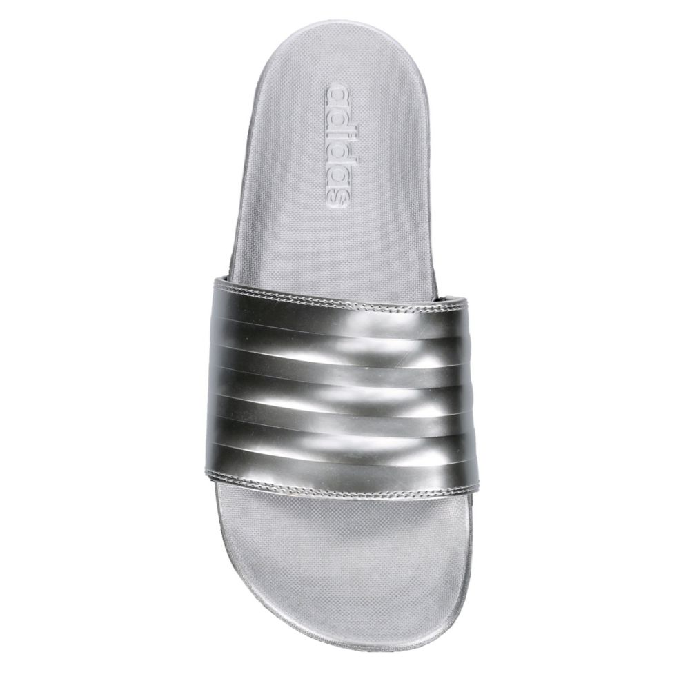 silver adidas slides