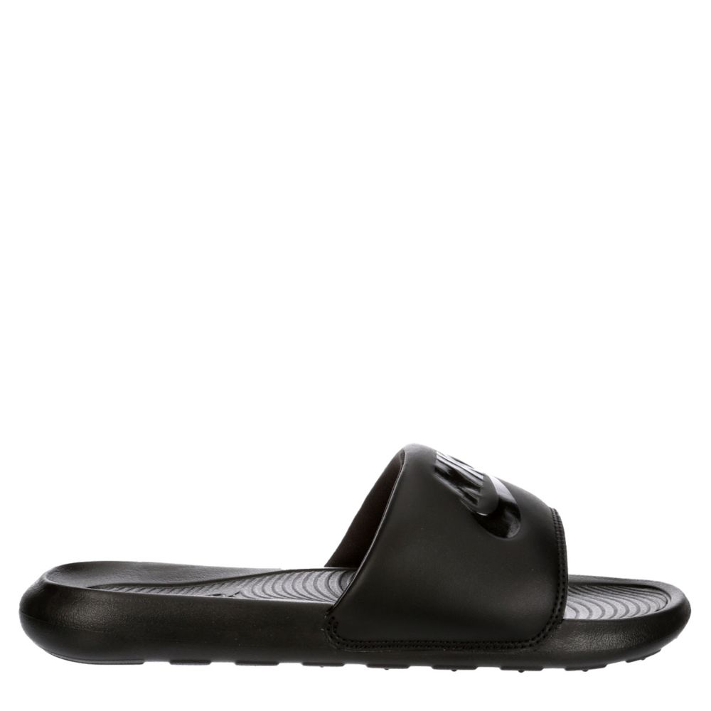 black on black nike slides
