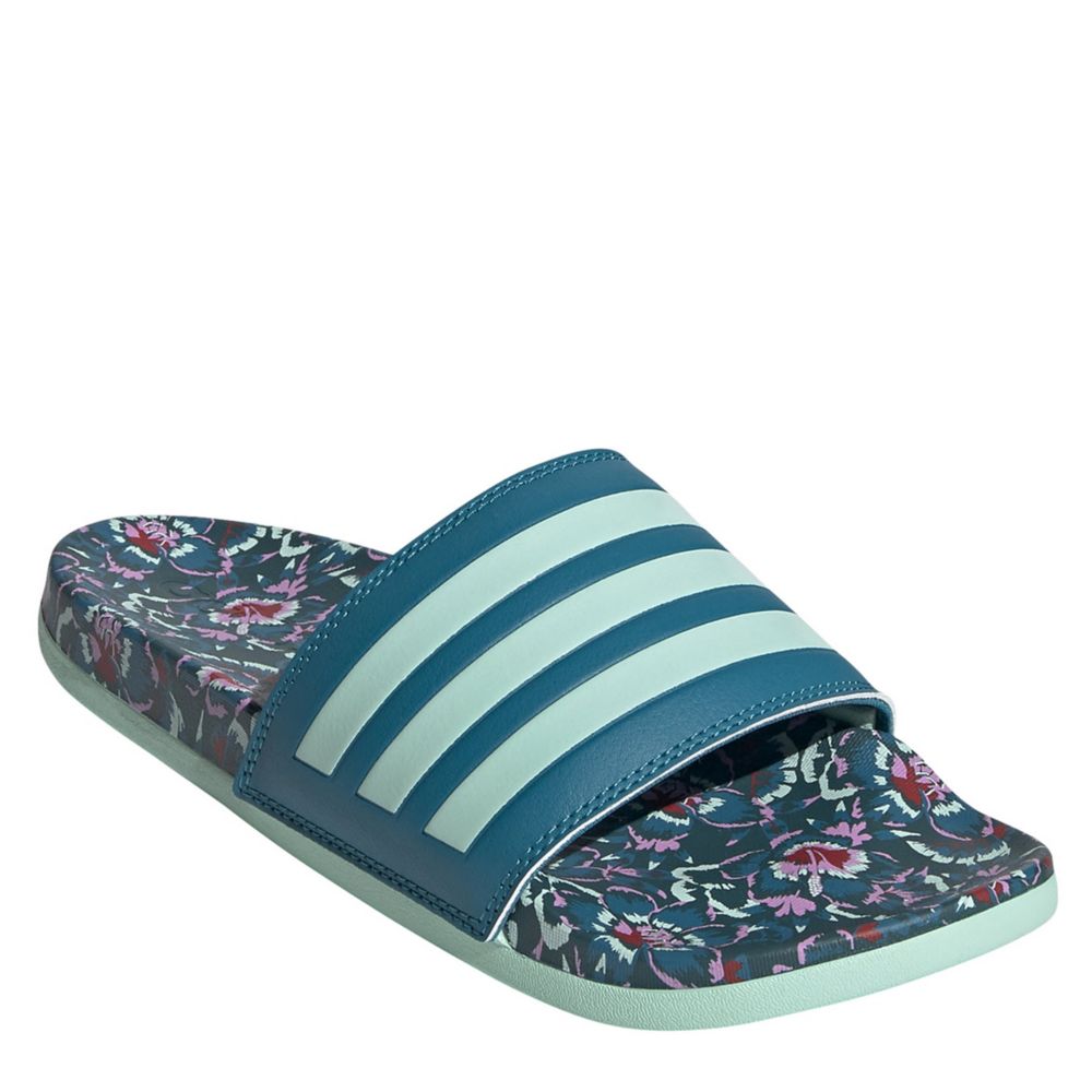 teal adidas slides