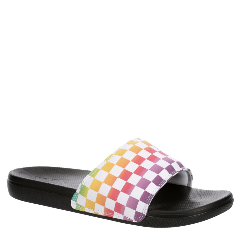 vans checkerboard slides rainbow