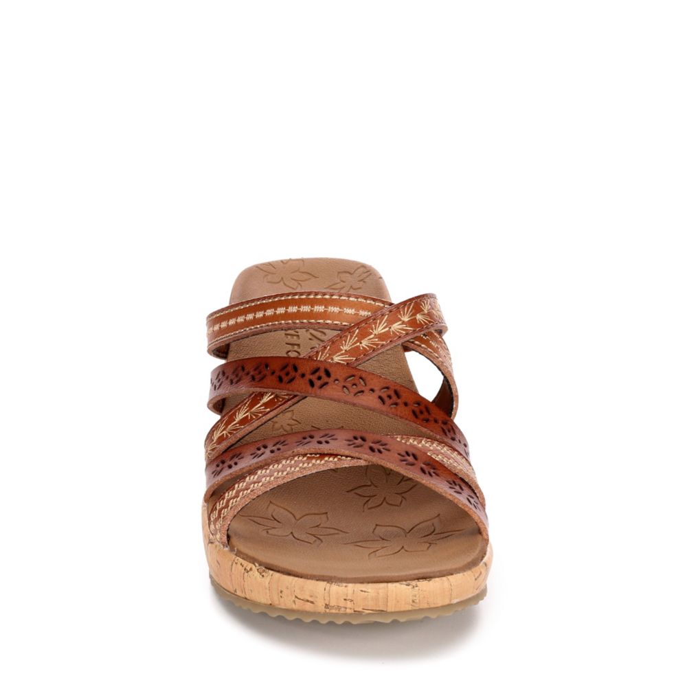 Cognac Womens Beverlee Tiger Posse Wedge Sandal Skechers