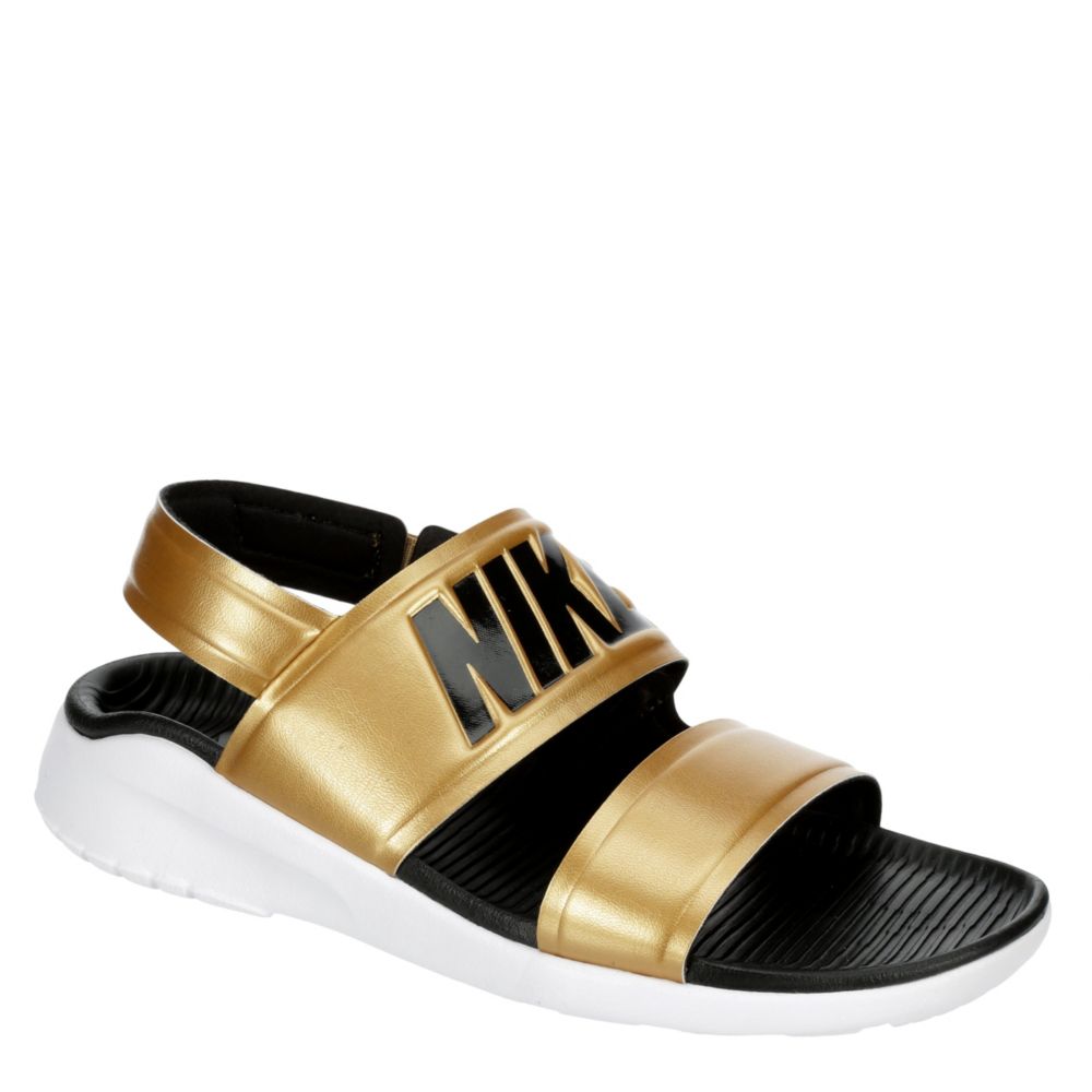 nike sandals black and gold