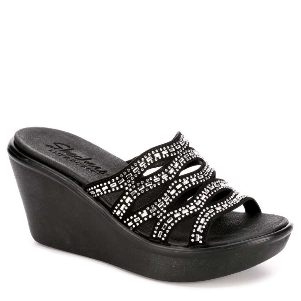 skechers luxe foam sandals black