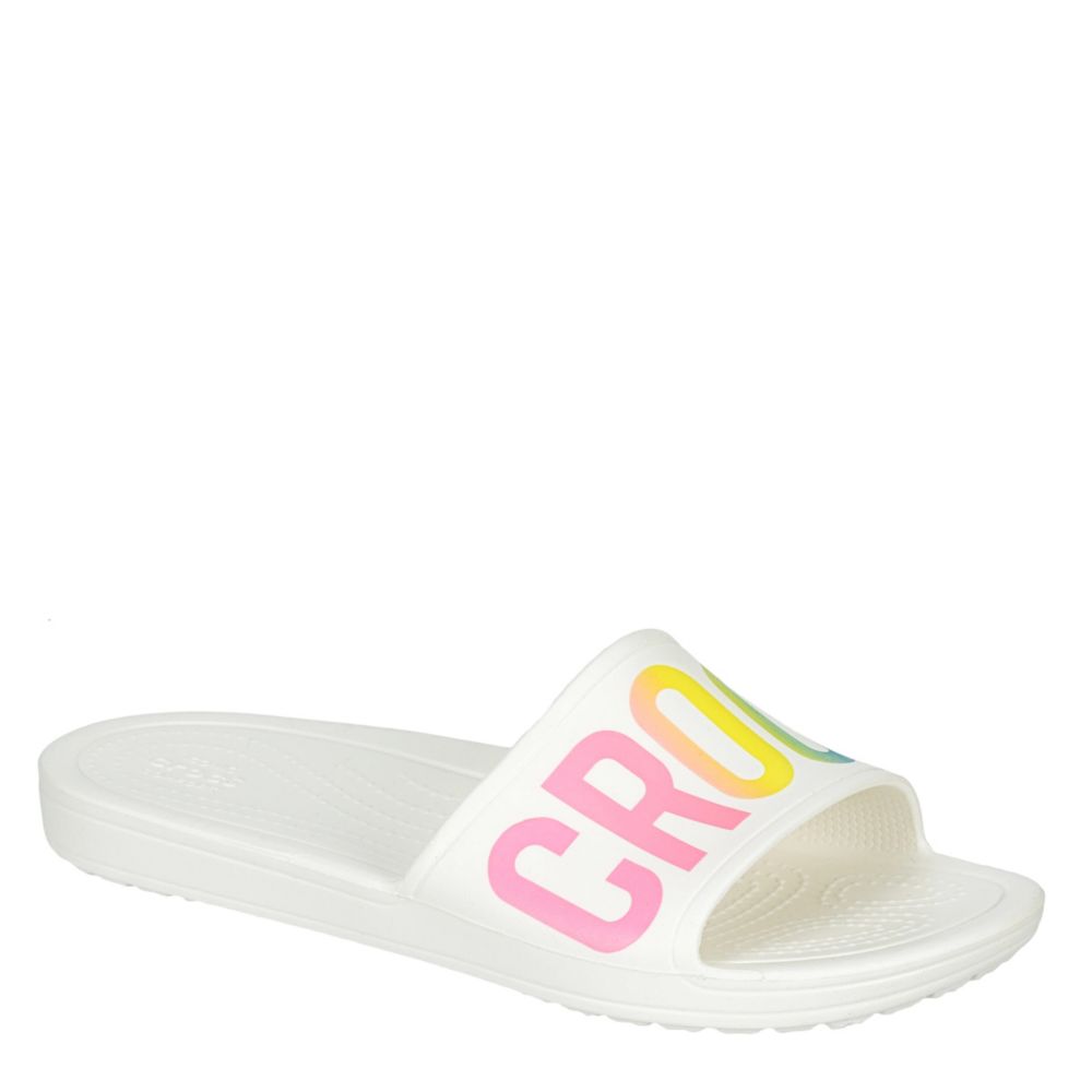 women's white croc sandals