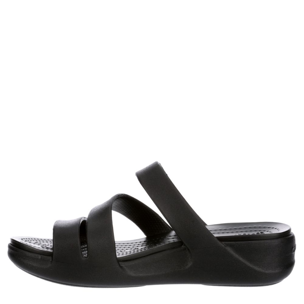 crocs black wedge sandals