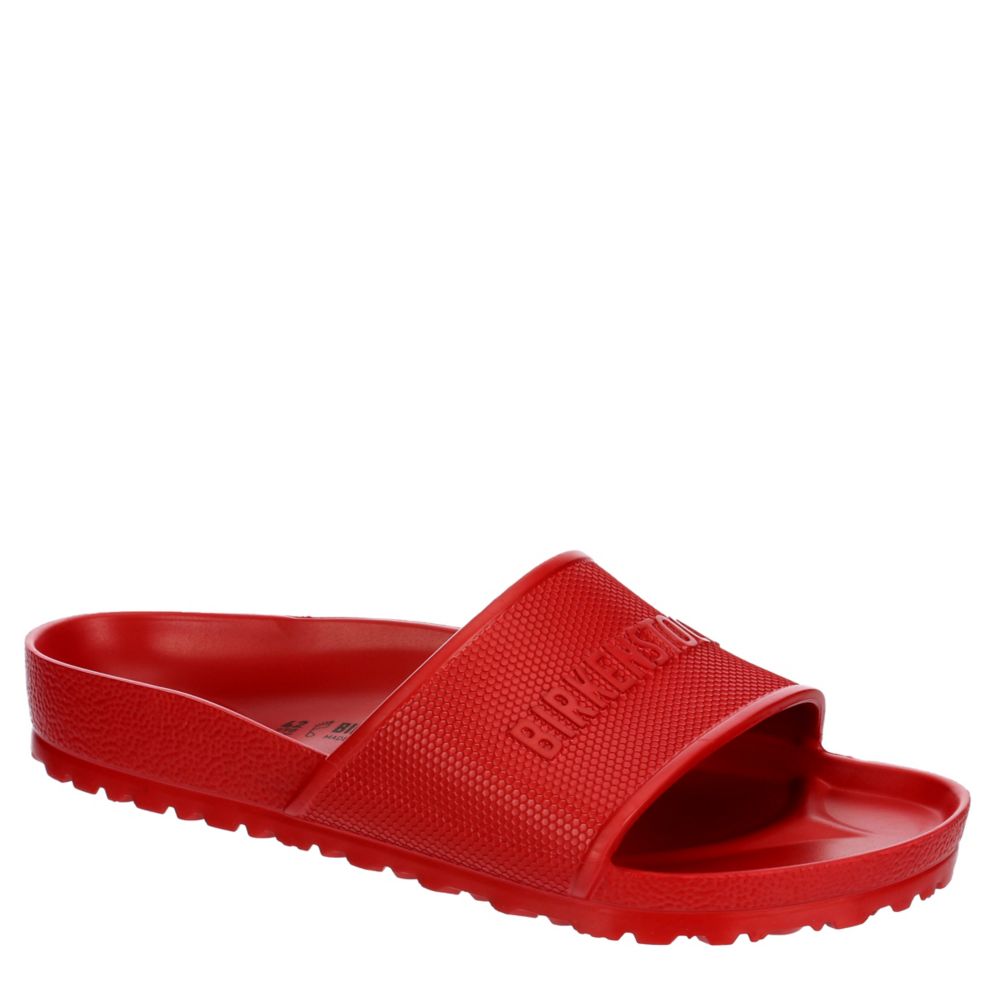 red birkenstock slides