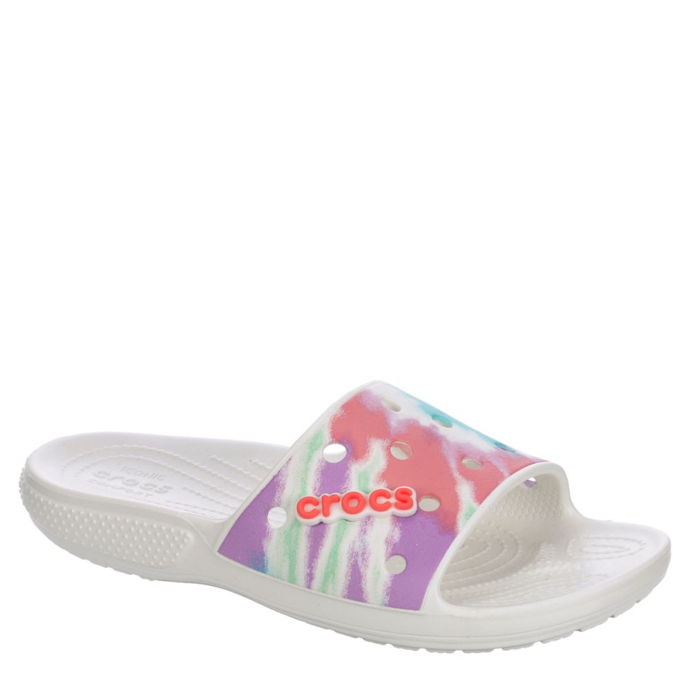 tie dye croc slides