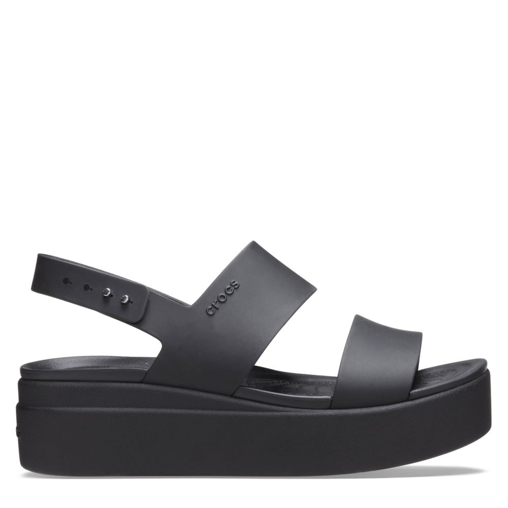 Black Womens Brooklyn Platform Wedge Sandal | Crocs | Rack Room Shoes