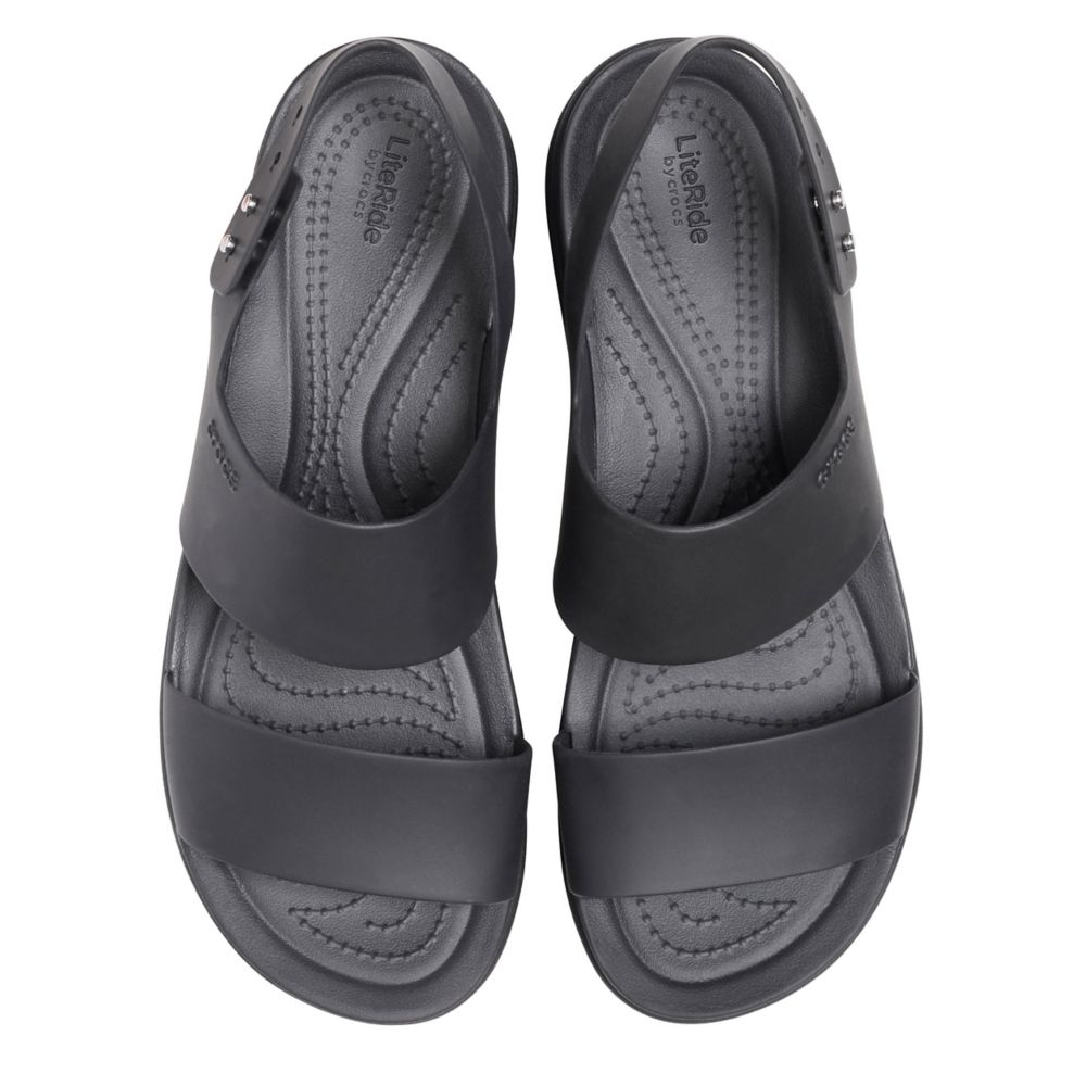Black Crocs Womens Brooklyn Platform Wedge Sandal Flatforms Rack