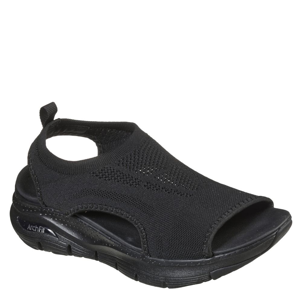 Womens black hotsell skechers sandals