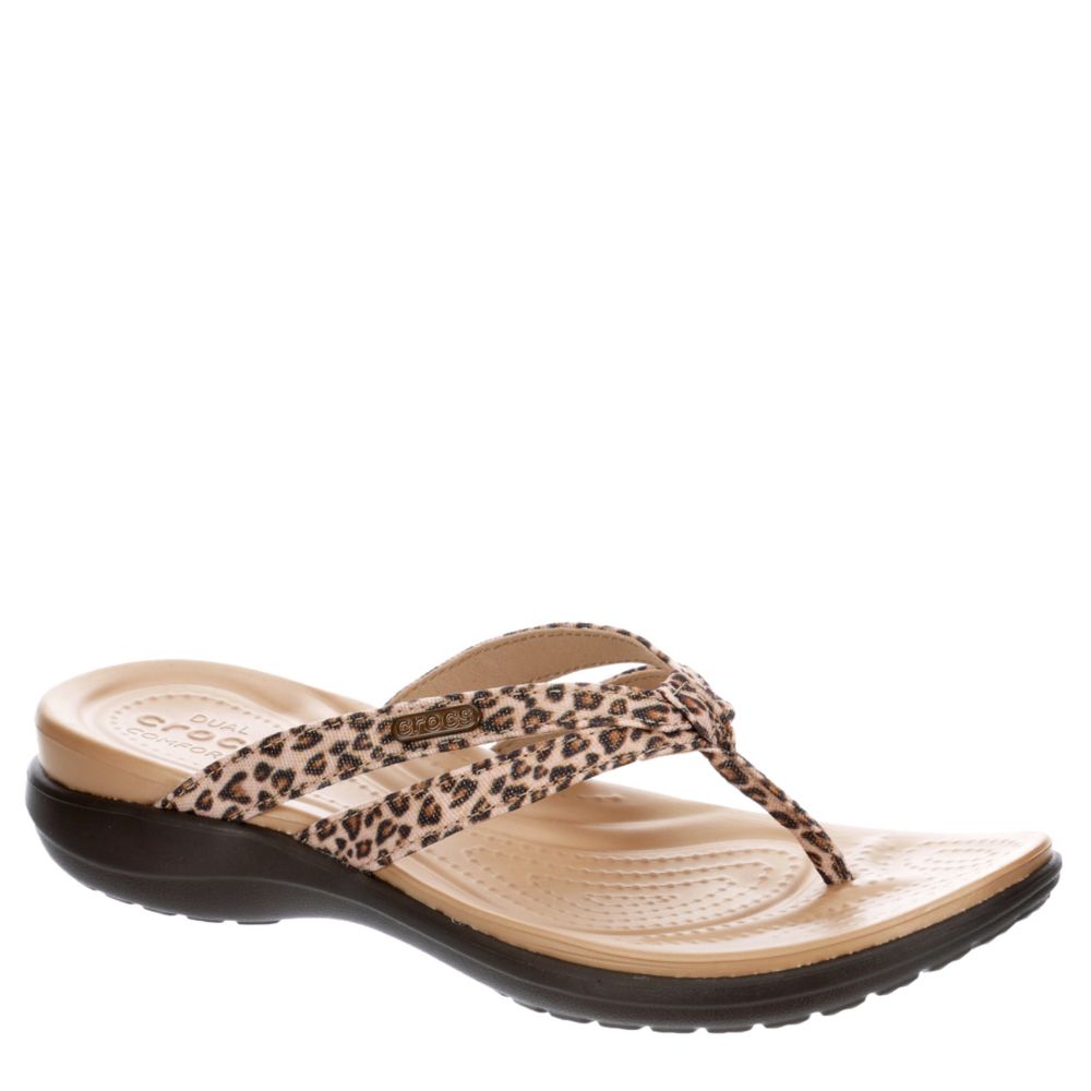 crocs leopard flip flops