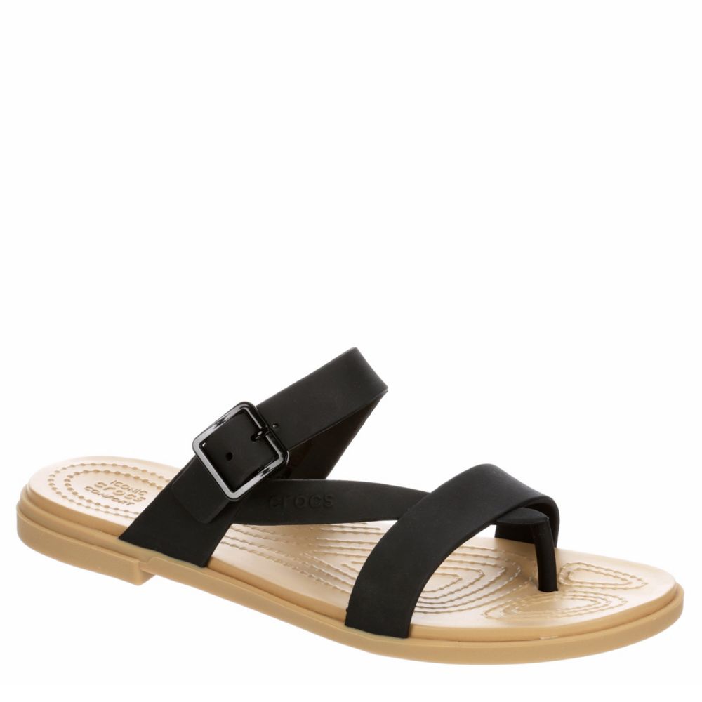 womens black croc sandals