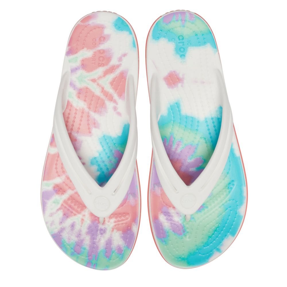crocs tie dye flip flops