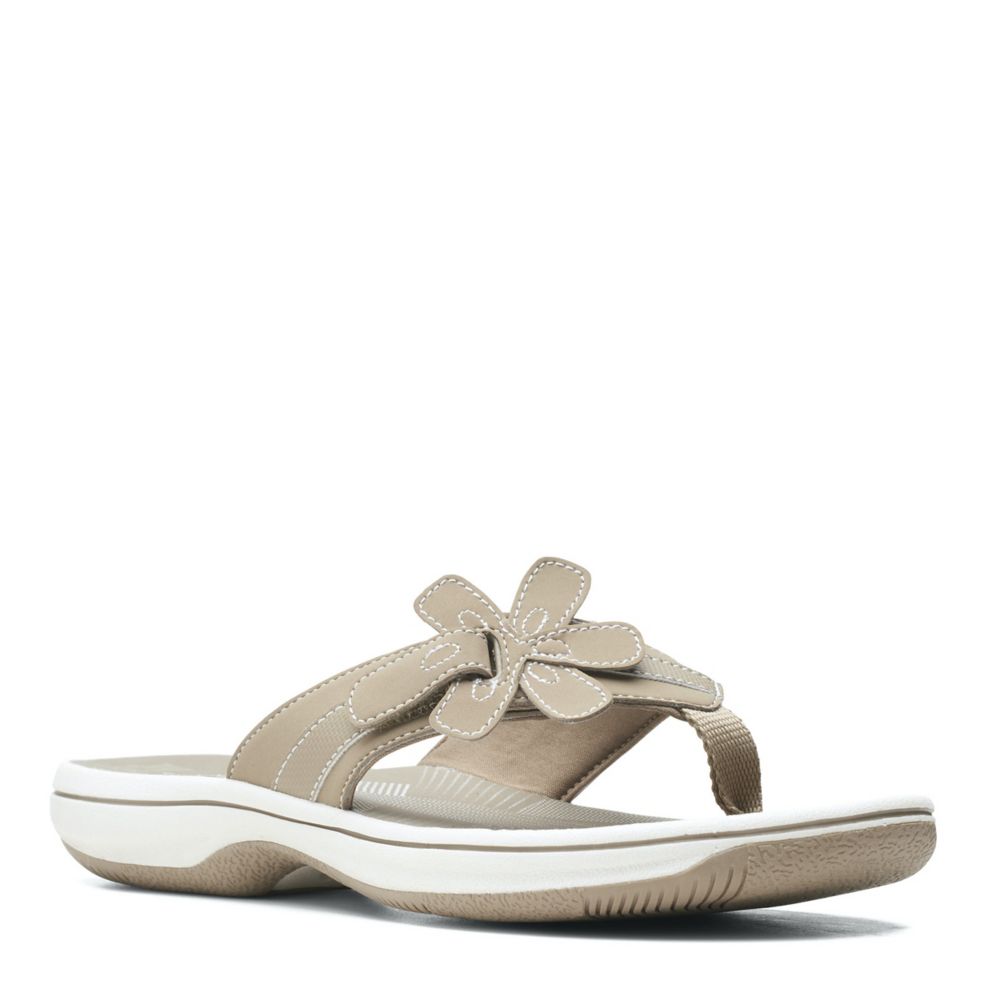 Taupe Clarks Womens Brinkley Flora Flip Flop Sandal | Rack Room Shoes