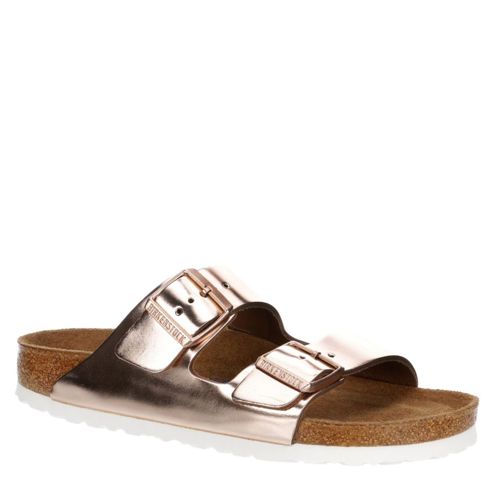 metallic rose gold birkenstock sandals