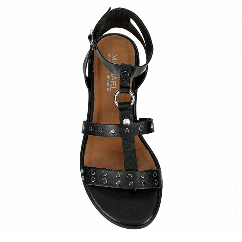shannen black gladiator block heel sandals