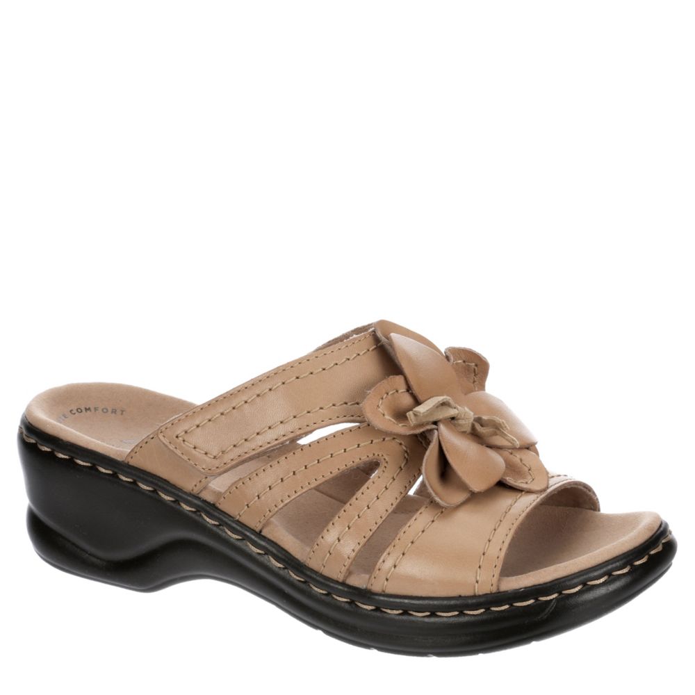 clarks leather wedge sandals