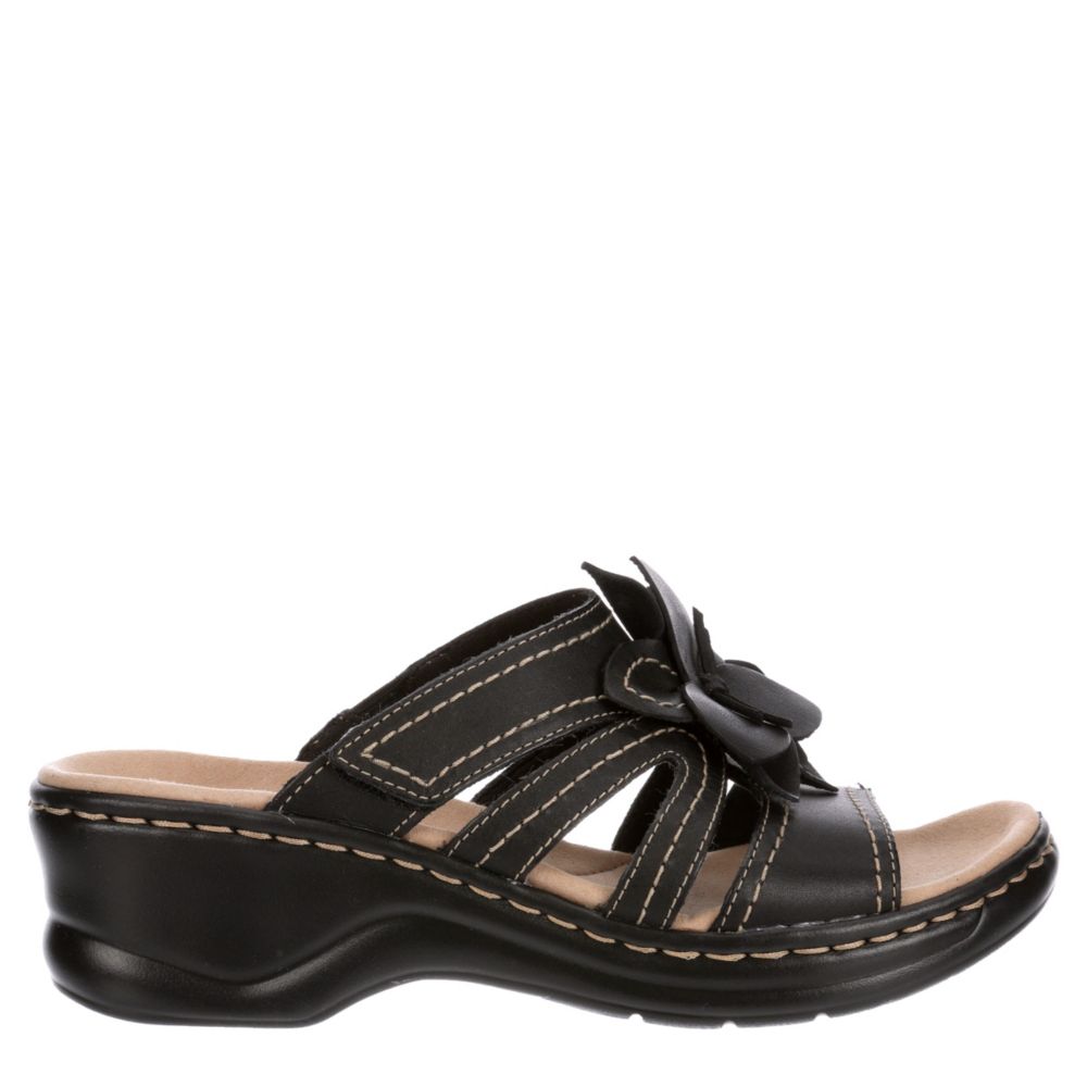 clarks black sandals with flower