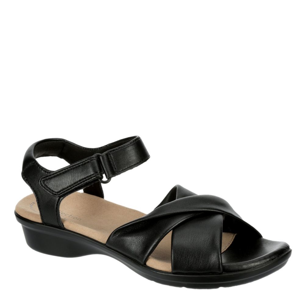 clarks black flat sandals