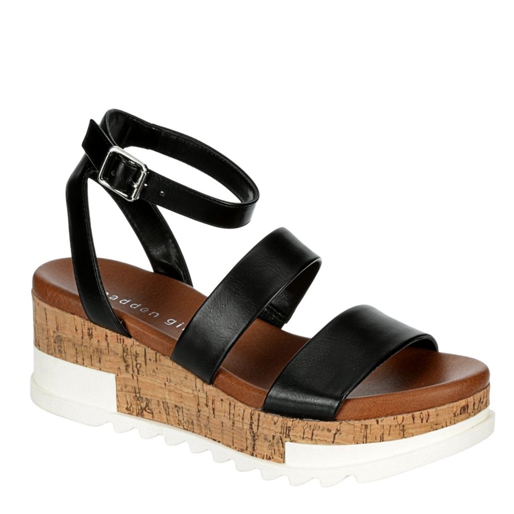 girls black wedge sandals