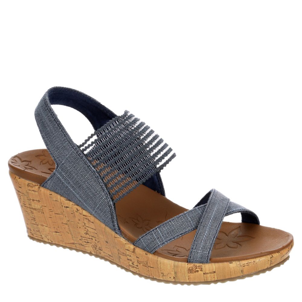 skechers navy wedge sandals