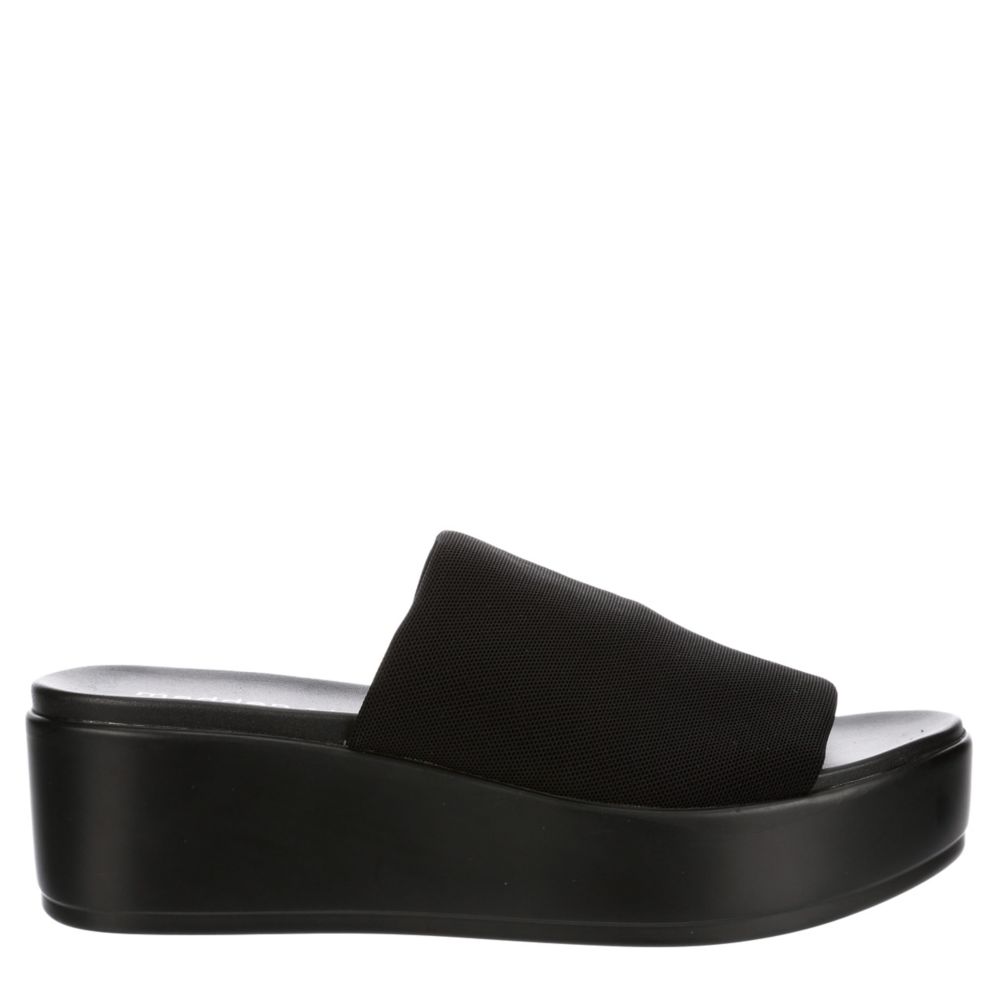 black platform wedge sandals