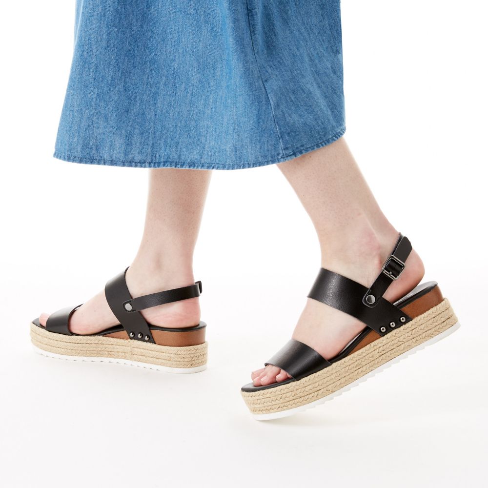 Black Xappeal Womens Amelia Wedge Sandal Sandals Rack Room Shoes