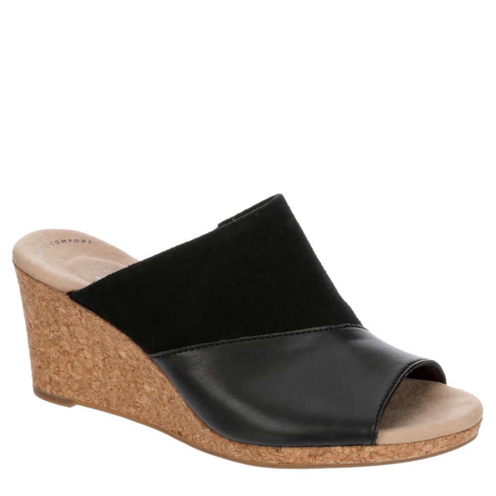 clarks black wedge shoes