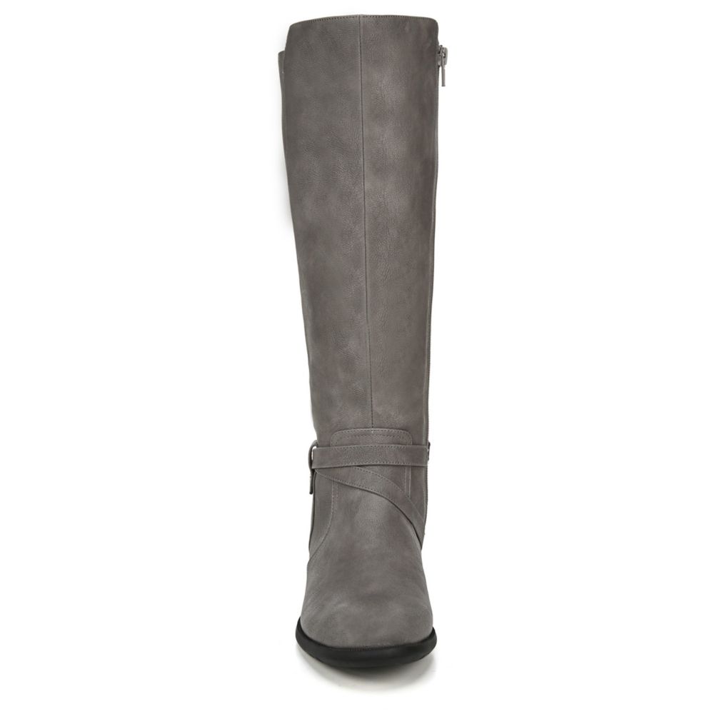 Grey leather wide hot sale calf boots