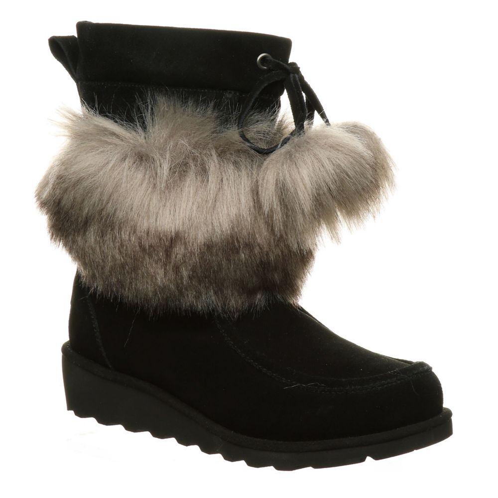 bearpaw black fur boots