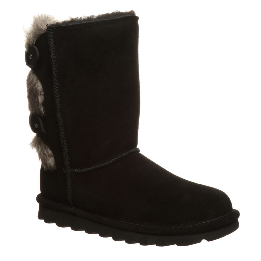 BLACK BEARPAW Womens Eloise Water Resistant Fur Boot