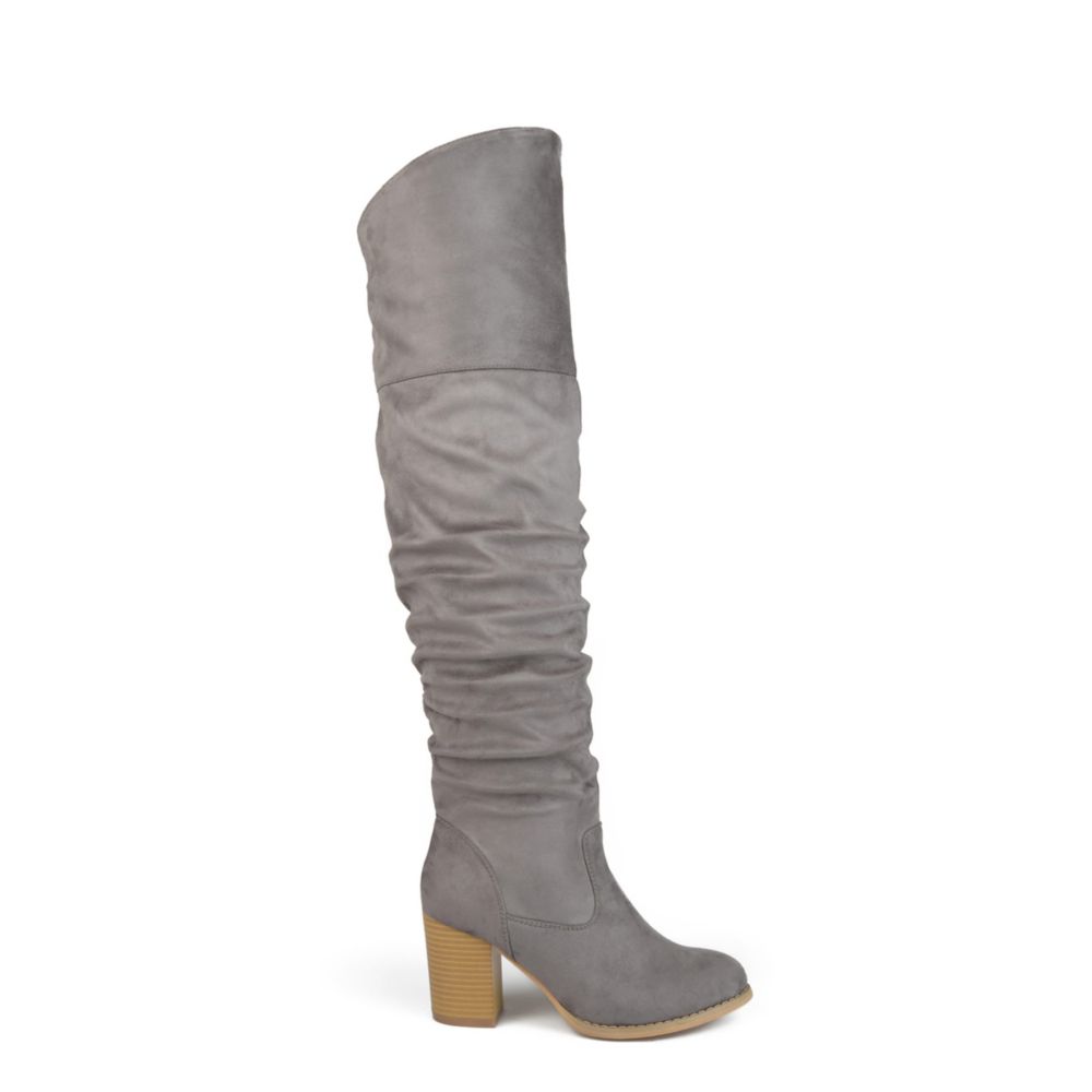 gray wide calf over the knee boots