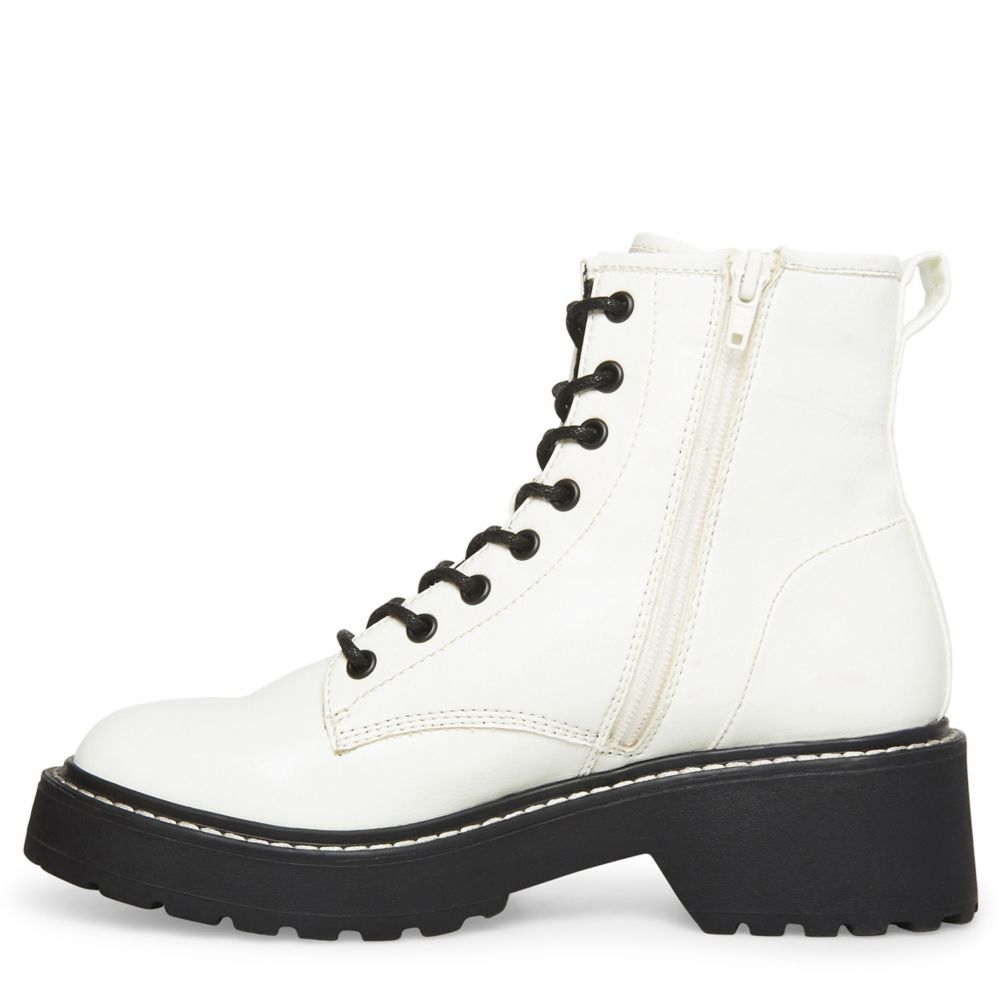 white slip on combat boots