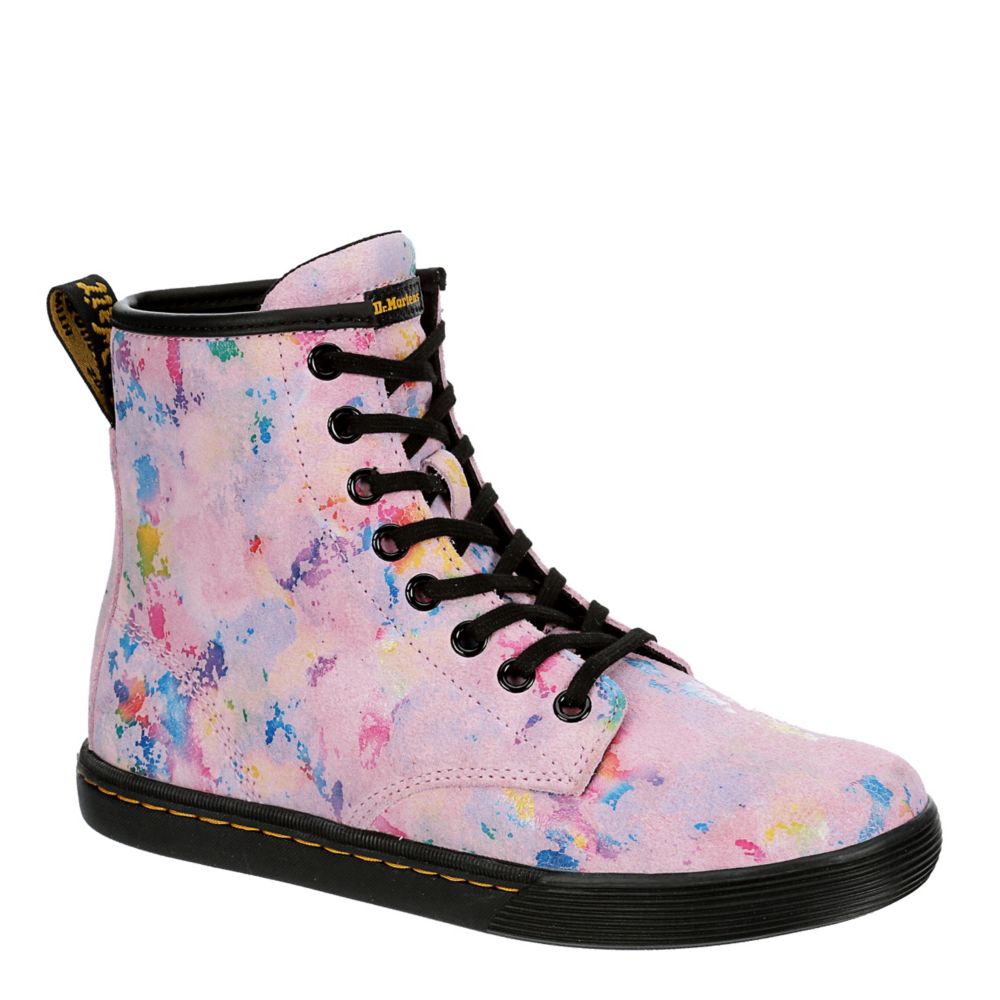 Dr. Martens Rainbow Print Lace-up Oxfords in White