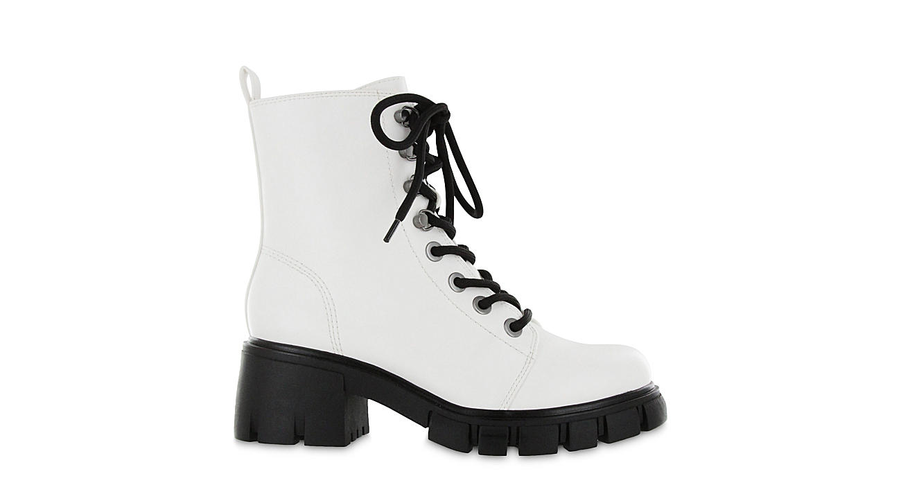 Mia Womens Mila Combat Boot - White