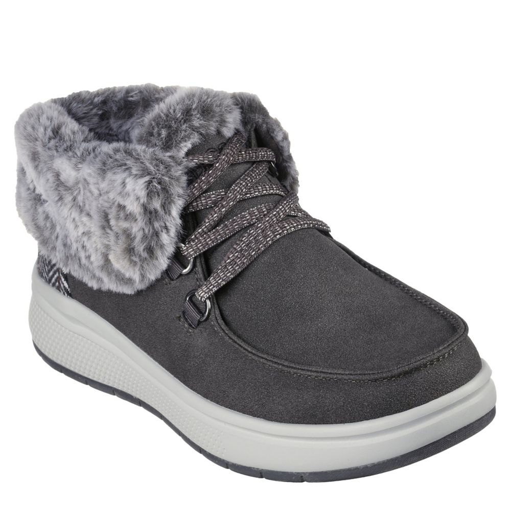 Dark Grey Skechers Womens Skipper Wave Cozy Queen Fur Boot | Rack Room Shoes