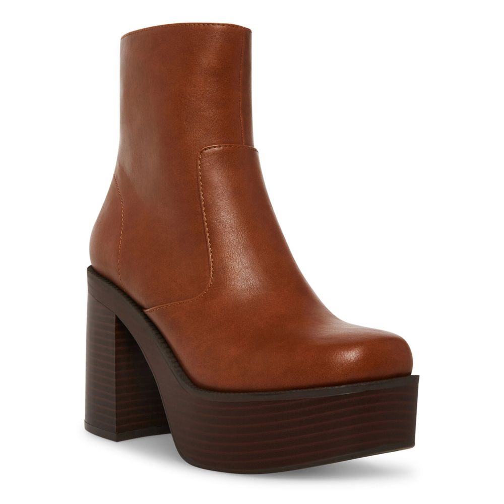 cognac platform booties