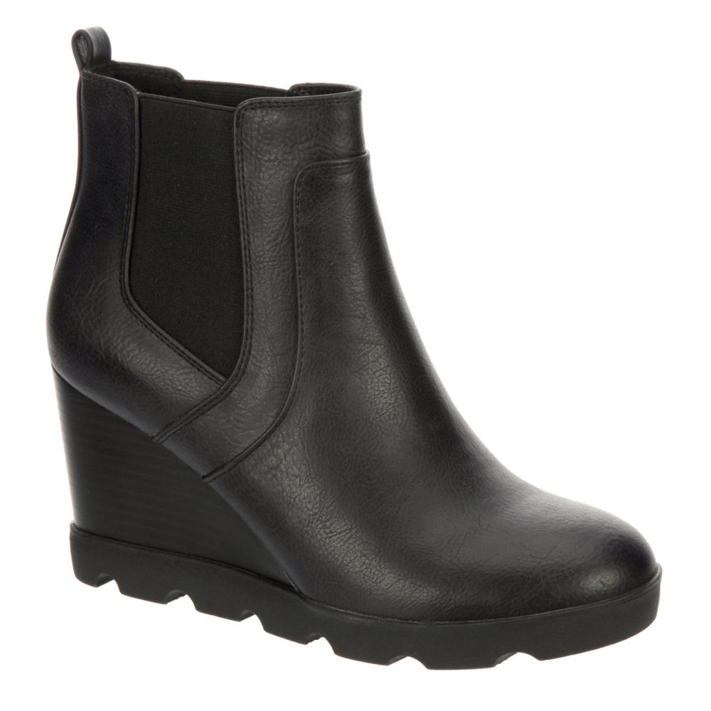 Black boot wedges sale